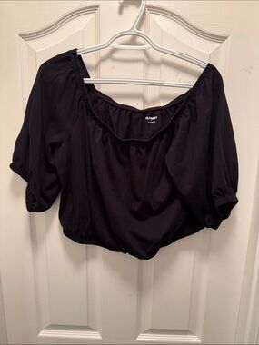 Old Navy Black Elastic Hem Peasant Crop Top